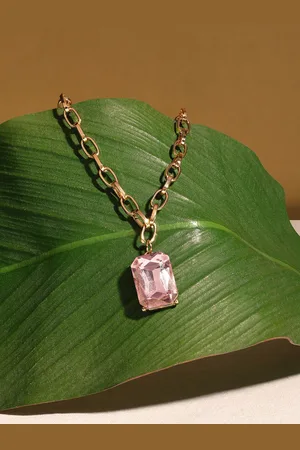 Ami Gold-Plated Stone Studded Pendant & Chain
