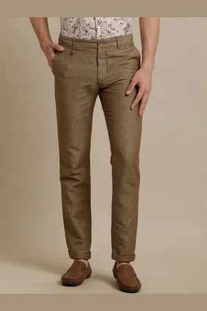 Linen Club Men Smart Mid-Rise Pure Linen Casual Trousers