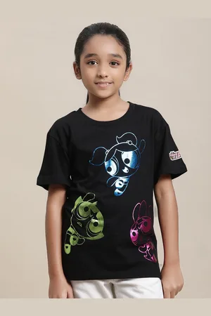 Kidsville Girls Powerpuff Girls Printed Pure Cotton Relaxed Fit T-shirt