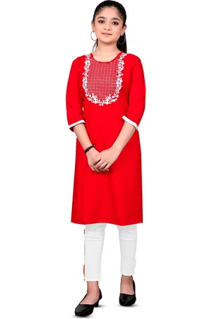 BAESD Girls Embroidered Straight Kurta