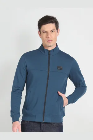 Arrow Mock Collar Front Open Sweatshirt