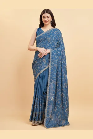 Tasarika Floral Embroidered Pure Silk Saree
