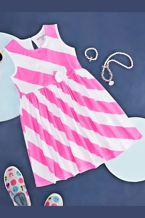 Pantaloons Girls Striped Sleeveless Peplum Pure Cotton Dress