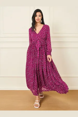 Styli V-Neck Long Sleeves Floral Print Maxi Dress