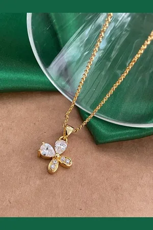 Digital Dress Room Gold-Plated American Diamond-Studded Flower Pendant