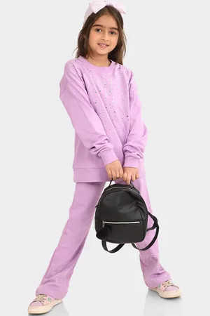 BONKIDS Girls Embellished Pure Cotton Top with Trousers