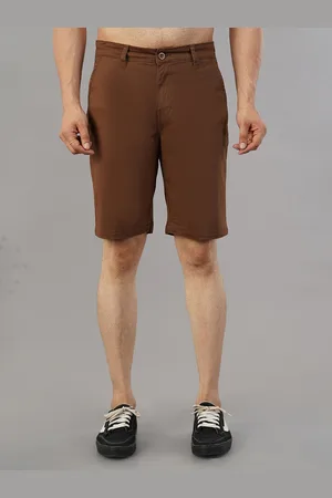 Mast & Harbour Brown Men Mid-Rise Slim Fit Cotton Chino Shorts