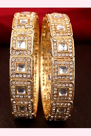 Shining Diva Set Of 2 Gold-Plated Crystal-Studded Bangle