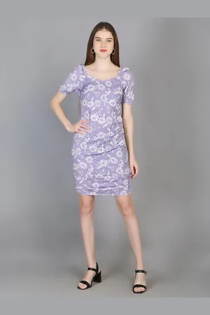 Chemistry Floral Printed Sweetheart Neck Puffed Sleeves Ruched Sheath Dress