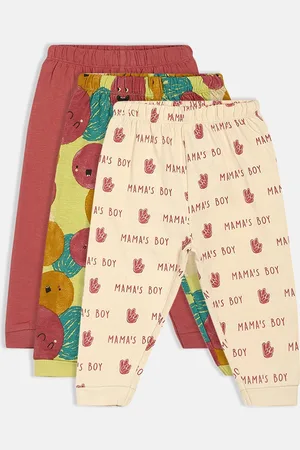 MINI KLUB Love Generation Infant Boys Pack Of 3 Printed Pure Cotton Joggers