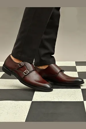 San Frissco Men Leather Formal Monk Shoes
