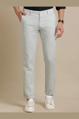 Linen Club Men Textured Smart Pure Linen Casual Trousers
