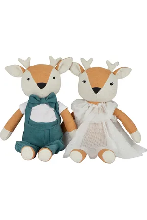 haus & kinder Kids Set Of 2 Noah & Sophia Cotton DeerRag Soft Toy
