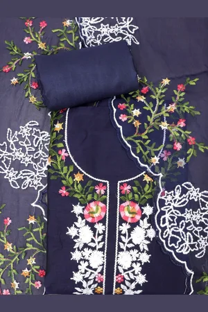 SALWAR STUDIO Floral Embroidered Unstitched Dress Material