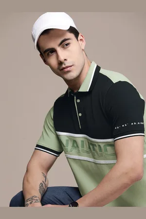 Nautica Brand Logo Colourblocked Polo Collar Pure Cotton T-shirt