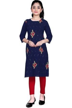 BAESD Girls Embroidered Straight Kurta