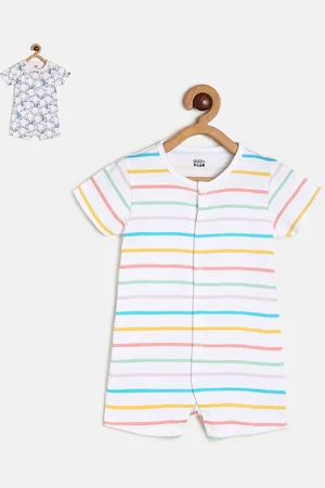 MINI KLUB Infant Boys Pack Of 2 Printed Pure Cotton Rompers