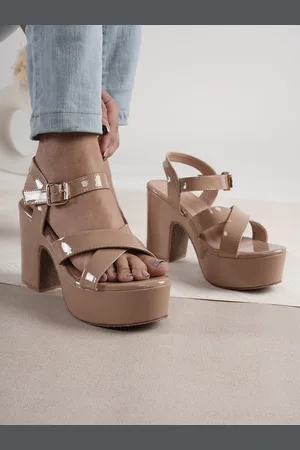 DressBerry Beige Strappy Open Toe Platform Heels