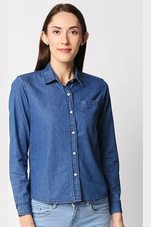 High Star Standard Spread Collar Long Sleeves Denim Casual Shirt