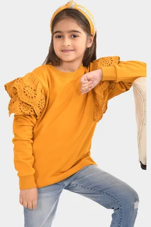 BONKIDS Girls Round Neck Cotton Sweatshirt