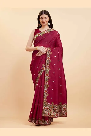 Tasarika Floral Embroidered Pure Silk Saree