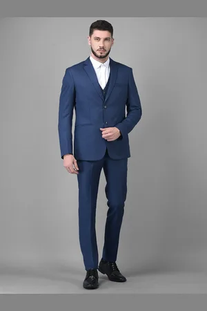Canary London Men Blue Solid Slim-Fit Single Breasted 3-Piece Formal Suit