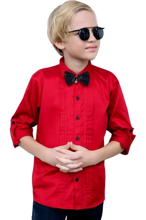 BAESD Boys Classic Spread Collar Satin Casual Shirt