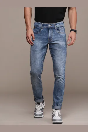 WROGN Men Mid Rise Slim Fit Mildly Distressed Heavy Fade Stretchable Jeans