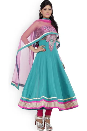 Chhabra 555 Blue Embroidered Art Georgette Unstitched Dress Material