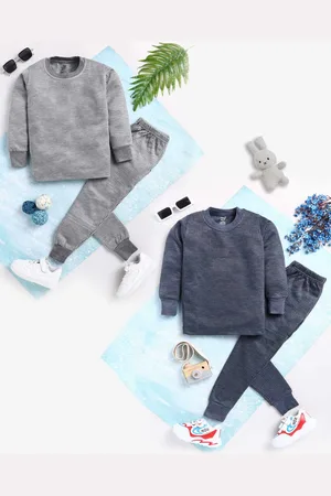 Toonyport Boys Pack Of 2 Blue & Grey Striped Thermal Set