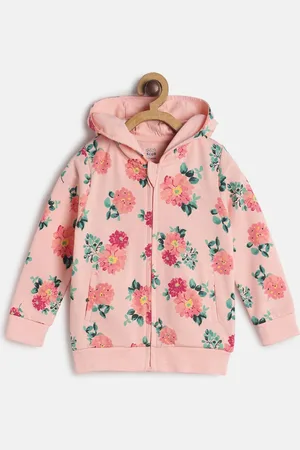 MINI KLUB Girls Floral Printed Hooded Lightweight Cotton Bomber Jacket
