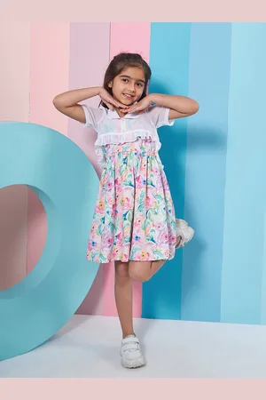 pspeaches Girls Floral Print Shoulder Strap Georgette Fit & Flare Dress