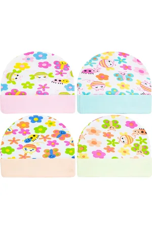 BAESD Infant Kids Pack of 4 Cotton Printed Beanie
