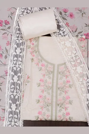 SALWAR STUDIO Floral Embroidered Sequinned Unstitched Dress Material