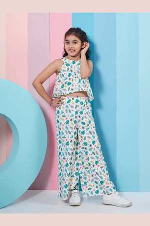 pspeaches Girls Floral Printed Crop Top With Trousers