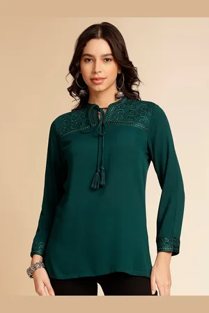 Anouk Tie-Up Neck Thread Work Kurti