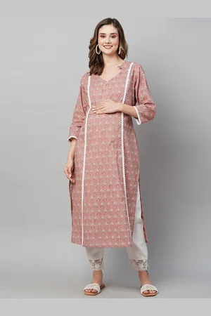 MomToBe Women Ethnic Motifs Printed Cotton Maternity Sustainable Kurta