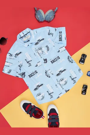 Pantaloons Boys Printed Spread Collar Short Sleeves Cotton Casual Shirt