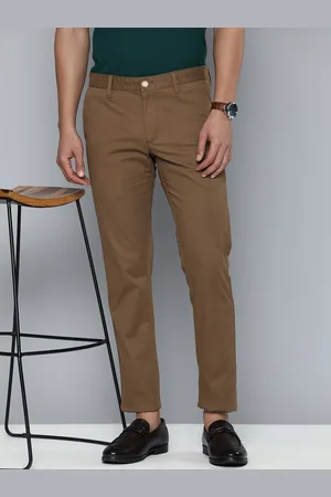 Buy INDIAN TERRAIN Solid Cotton Stretch Tailored Fit Men's Casual Trousers  | Shoppers Stop