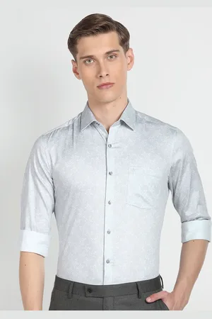 Arrow Floral Printed Spread Collar Long Sleeves Slim Fit Opaque Formal Shirt