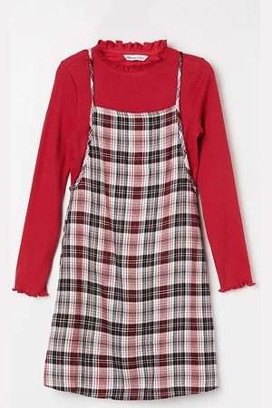 Lifestyle Girls Checked Pinafore Dress