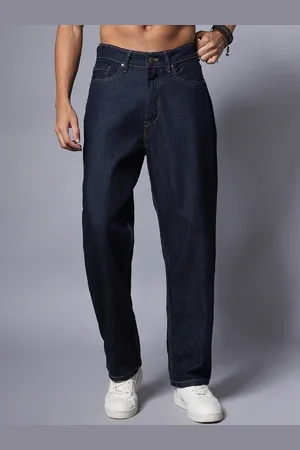 High Star Men Wide Leg Mid-Rise Clean Look Stretchable Jeans