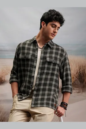 LocoMotive Premium Heavy Dobby Checked Utility Pocket Cotton Flannel Over Shirt