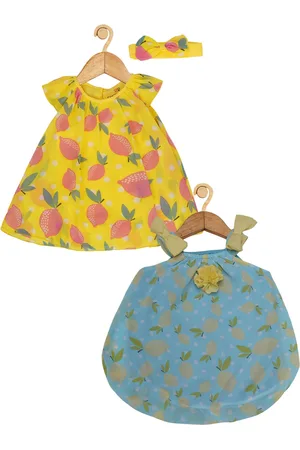 Creative Infant Girls Pack of 2 Printed Round Neck A-Line Dresses