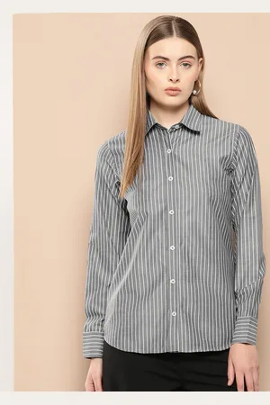 Chemistry Women Standard Pinstriped Cotton Casual Shirt