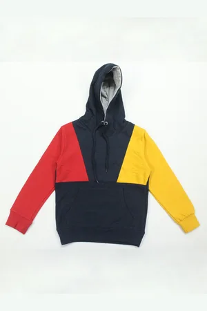 Maniac Boys Pullover Colourblocked Cotton Hooded Casual Sweatshirt