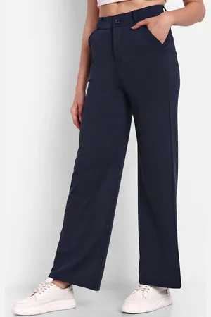 Broadstar Women Smart Loose Fit High-Rise Formal Trousers