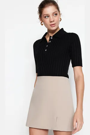 Trendyol Cable Knit Self Design Shirt Collar Acrylic Pullover Sweater