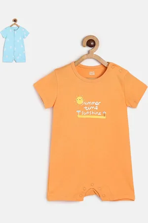 MINI KLUB Infant Boys Pack Of 2 Printed Pure Cotton Rompers