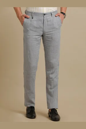 Linen Club Men Smart Casual Pure Linen Trousers